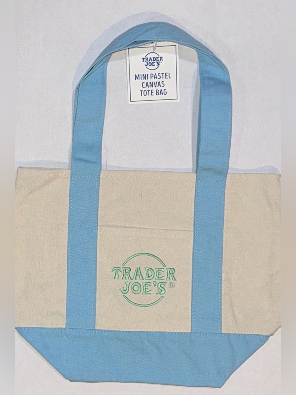 Trader Joe’s Mini Canvas Tote Bag Blue NWT